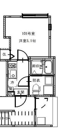 ZENITH 平井(1K/1階)の間取り写真