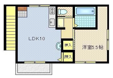 宮崎町アパート(1LDK/2階)の間取り写真