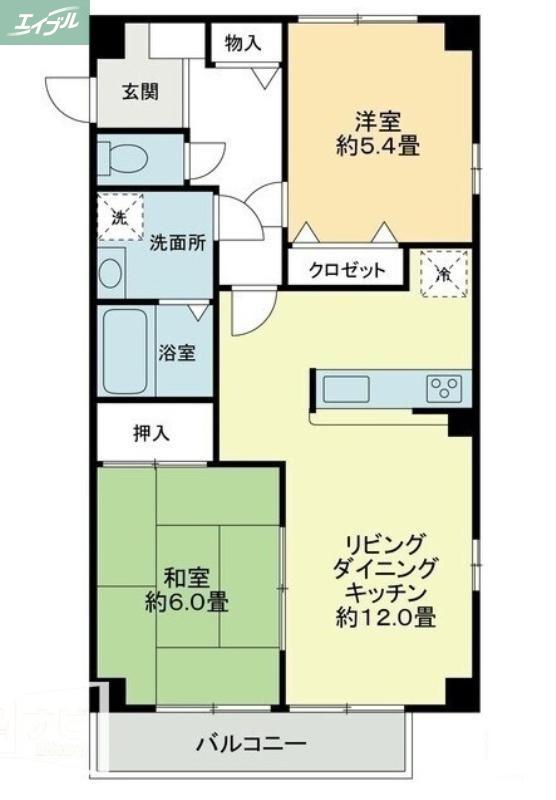 カンフォタブル(2LDK/2階)の間取り写真