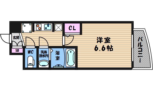 SERENITE谷四(1K/2階)の間取り写真