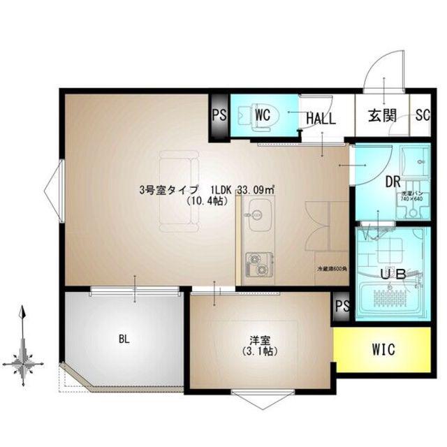 REGALEST西院(1LDK/1階)の間取り写真