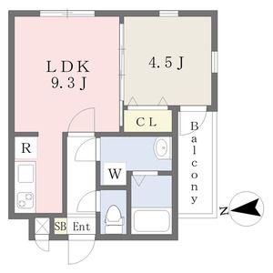 MOVE山王ウエスト(1LDK/1階)の間取り写真