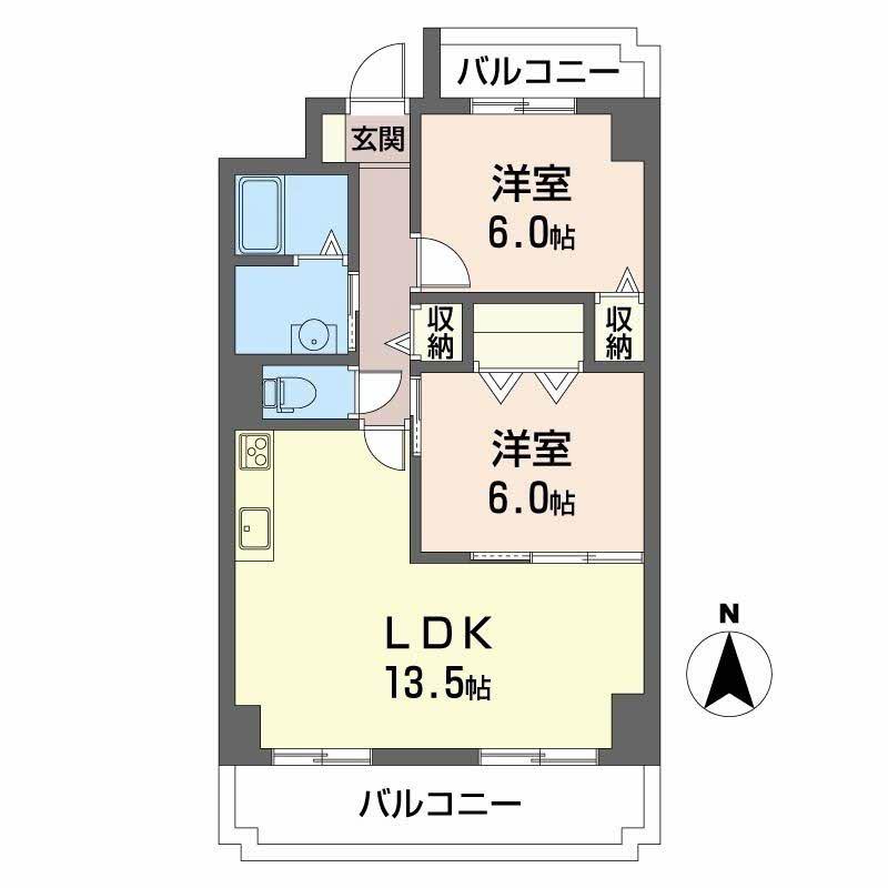 メディオグリシーナF(2LDK/1階)の間取り写真