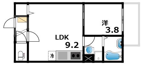 DPORTOALOGGIO(1LDK/2階)の間取り写真