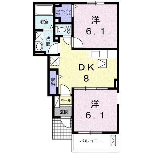 ブローテ(2DK/1階)の間取り写真
