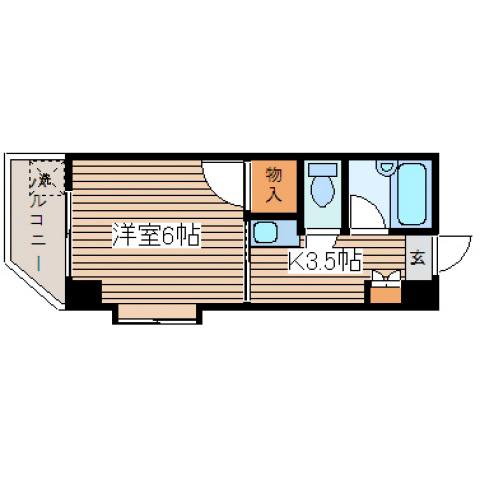ソアール矢野(1K/5階)の間取り写真