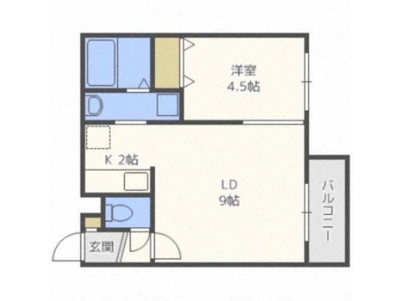 フェリーチェ学園前(1LDK/2階)の間取り写真