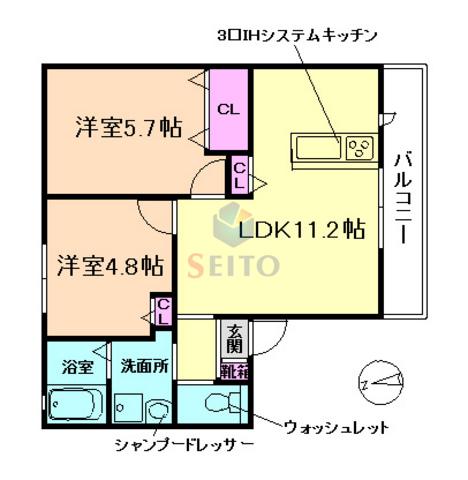 サザンクロス(2LDK/1階)の間取り写真
