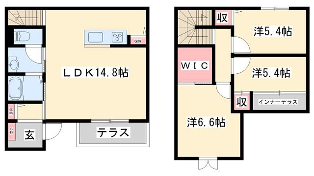 樵風館 B棟(3LDK/1階)の間取り写真