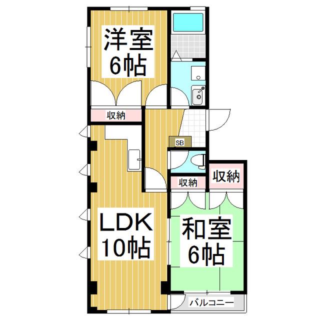 シャンティ・モア(2LDK/2階)の間取り写真