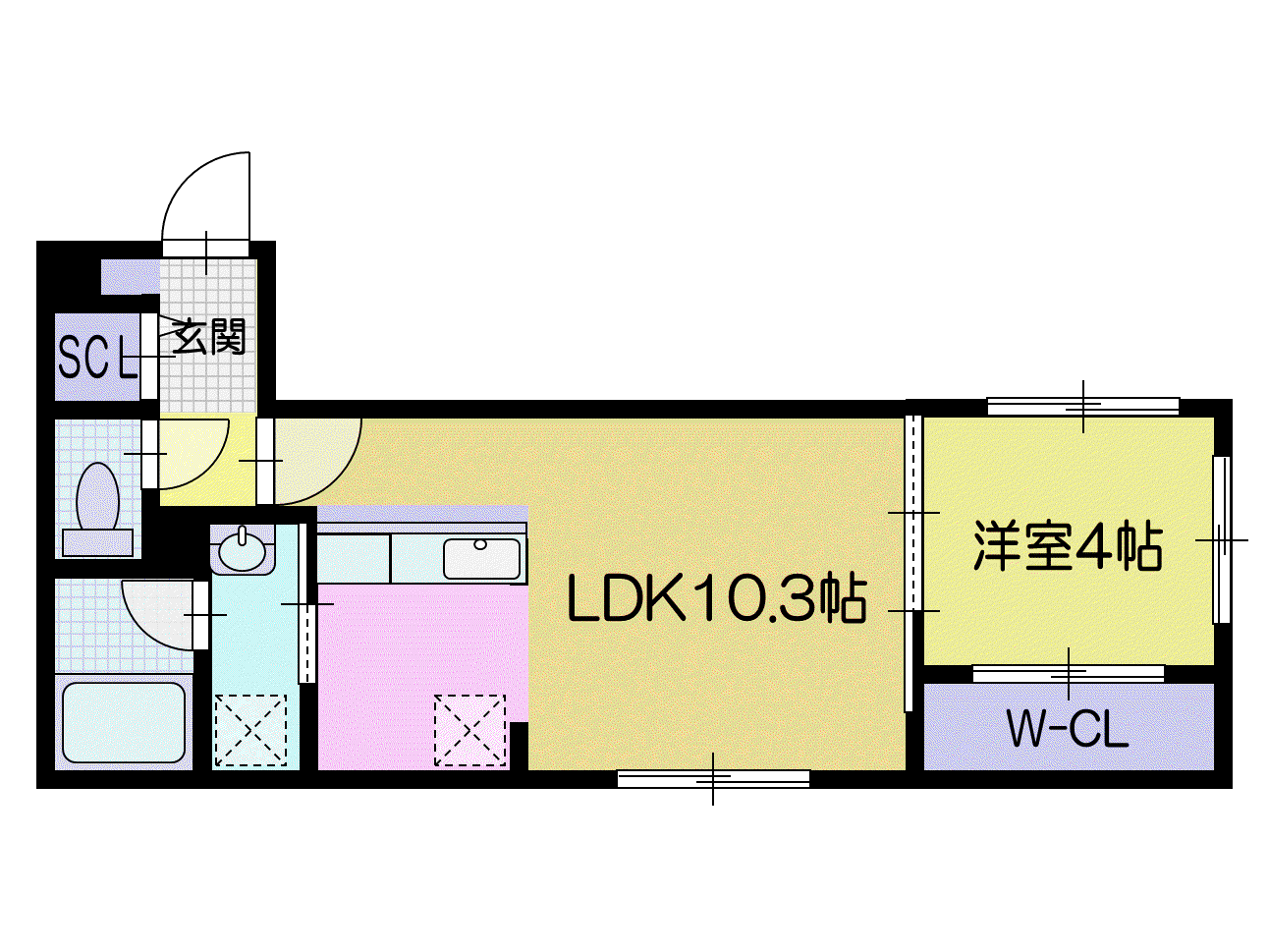 千歳市日の出3丁目AP(1LDK/2階)の間取り写真