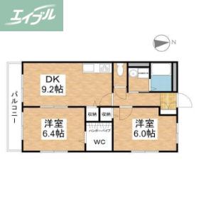 マンション白壁(2DK/2階)の間取り写真