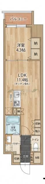S-RESIDENCE大阪上本町(1LDK/6階)の間取り写真