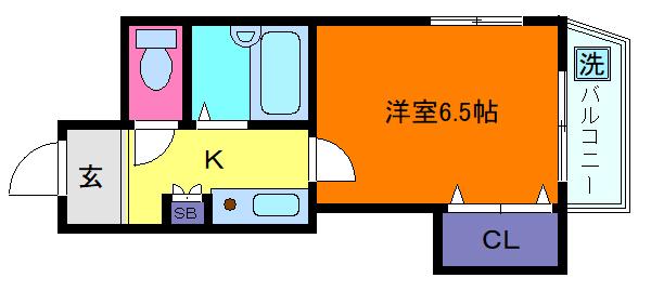 リベルテ六甲(1K/1階)の間取り写真