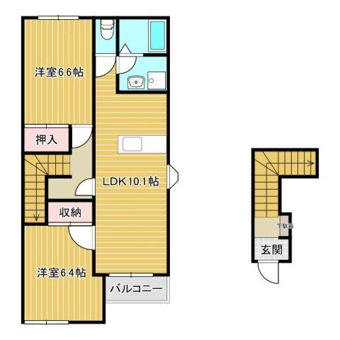 GREEN TOWNII(2LDK/2階)の間取り写真