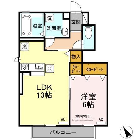 リーベ美合(1LDK/1階)の間取り写真