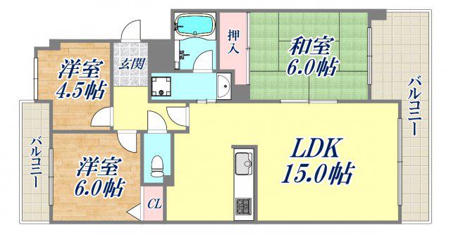 ドムス門戸(3LDK/1階)の間取り写真