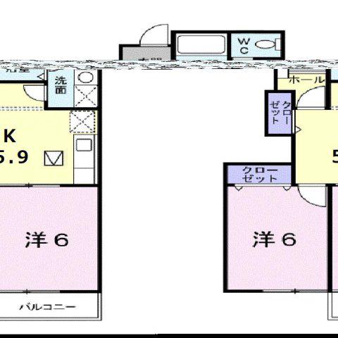 フロール清風B(2K/1階)の間取り写真