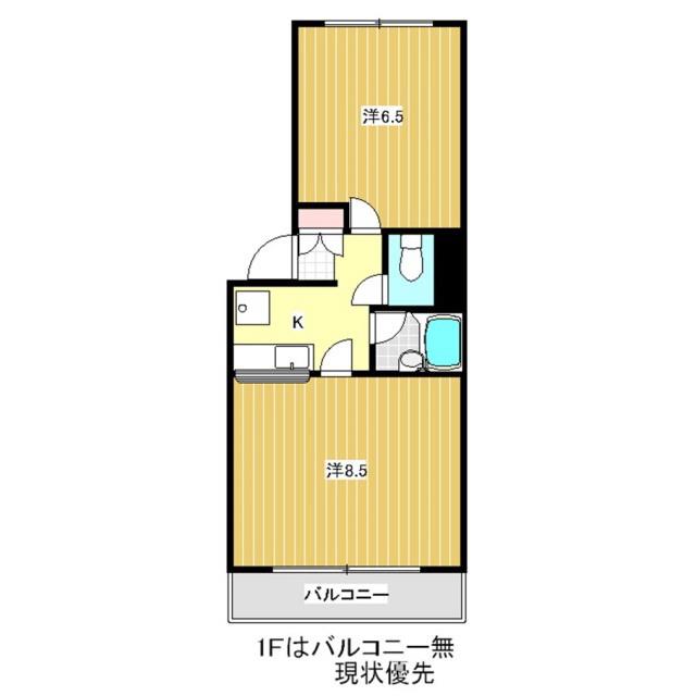 カーザ・ビアンカ(1LDK/1階)の間取り写真