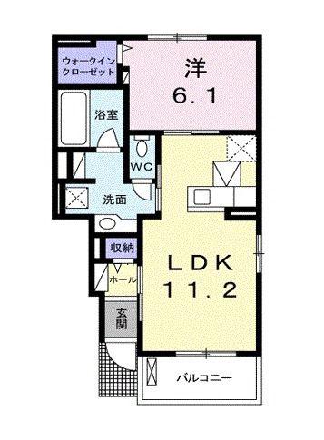 ブラットフィーアIV(1LDK/1階)の間取り写真