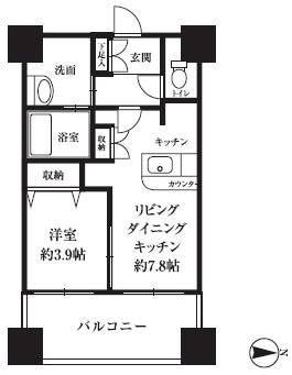 HF西新宿レジデンスウエスト(1DK/10階)の間取り写真
