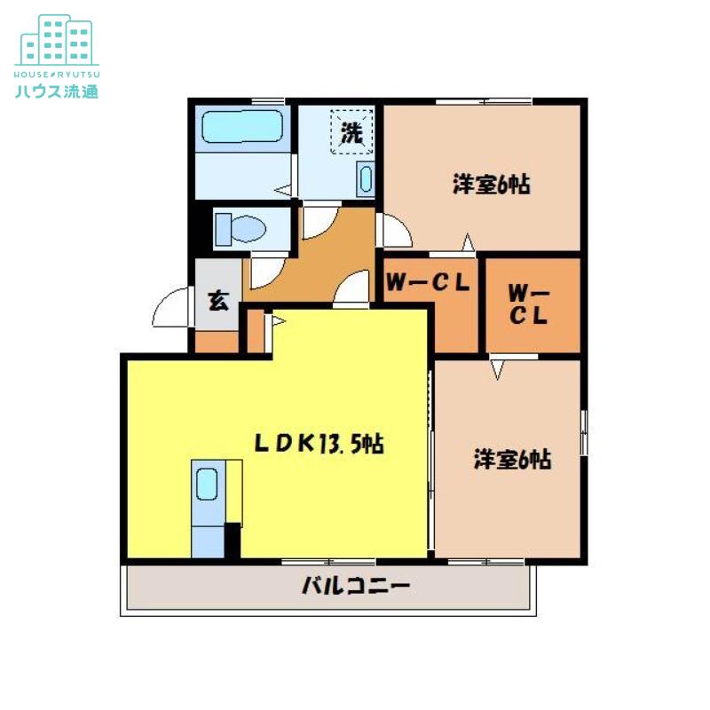 ソシアビューテラスB棟(2LDK/3階)の間取り写真