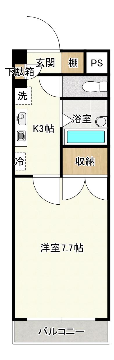 グランデアオキ(1K/1階)の間取り写真