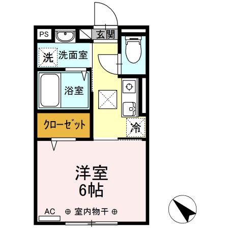 DーROOM辰ノ尾(1K/1階)の間取り写真