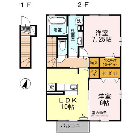 メゾントロワ(2LDK/2階)の間取り写真