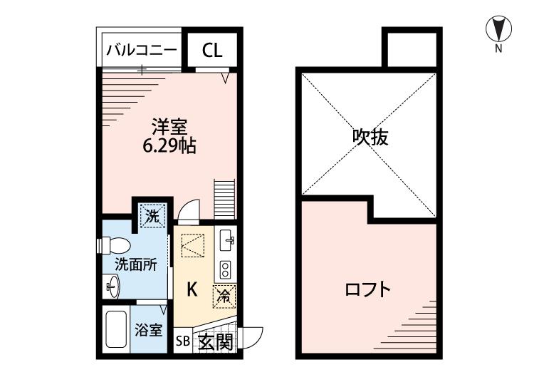 シュプリームメゾンB(1K/1階)の間取り写真