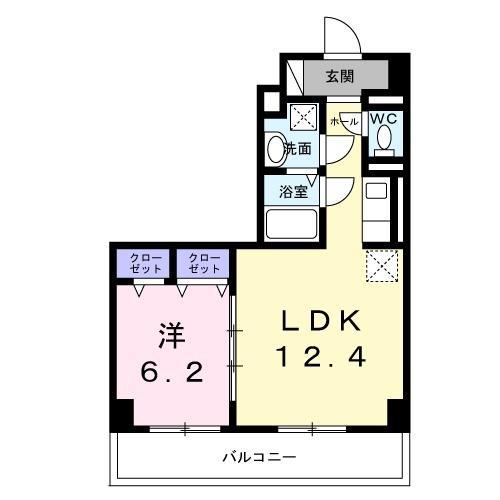 サンライズ 江平中町(1LDK/8階)の間取り写真