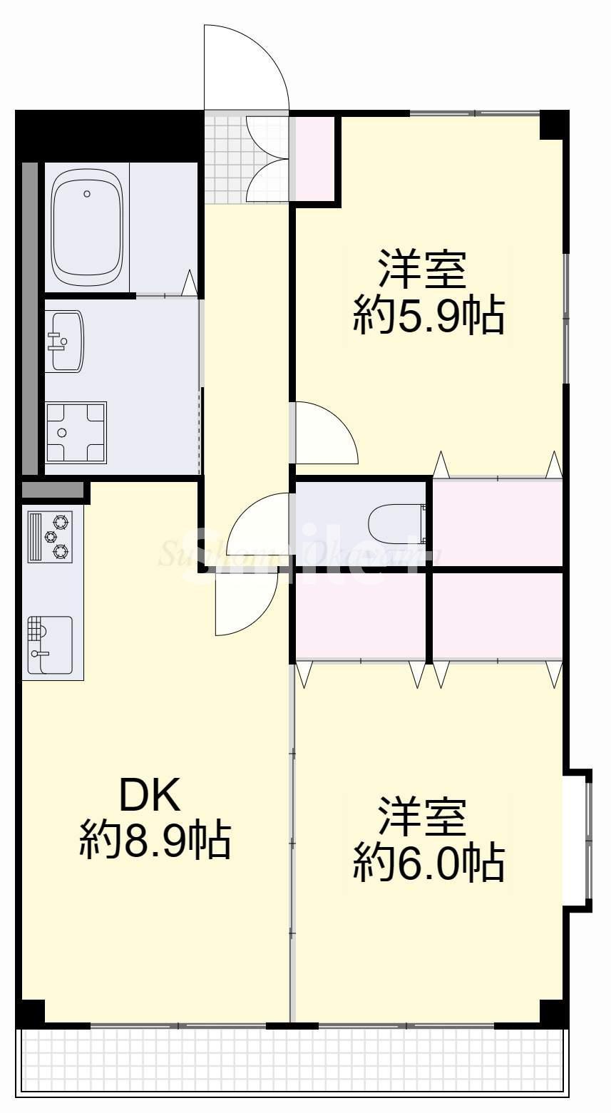 オパール大元(2LDK/3階)の間取り写真