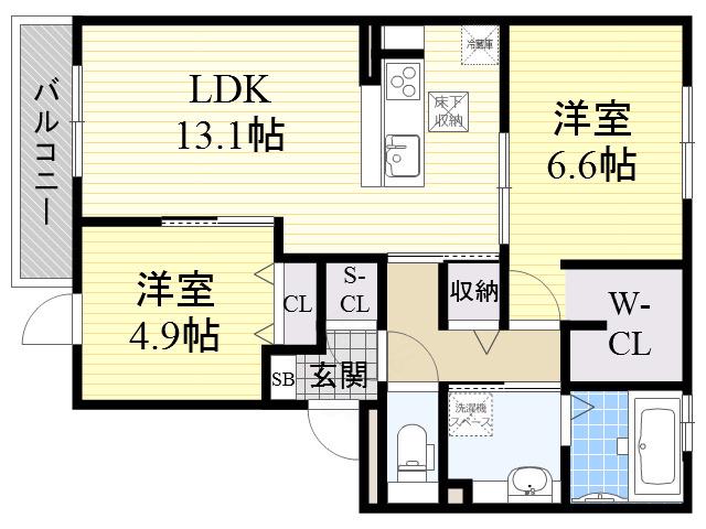 アークヨサミ(2LDK/1階)の間取り写真