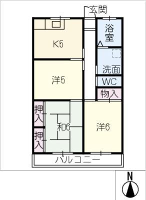 国枝ビル(3DK/1階)の間取り写真