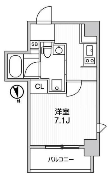 ライトハウス元浅草(1K/7階)の間取り写真