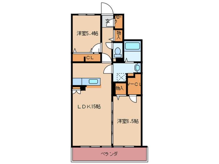 レア・エクロール(2LDK/2階)の間取り写真