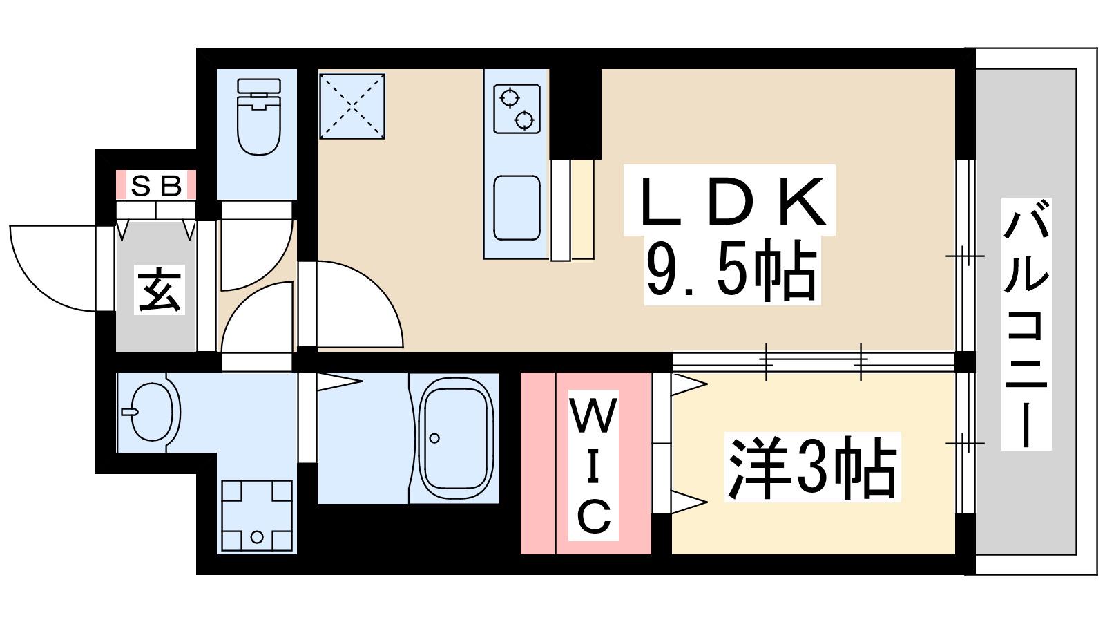 ファーストフィオーレ三国Ⅱ(1LDK/5階)の間取り写真