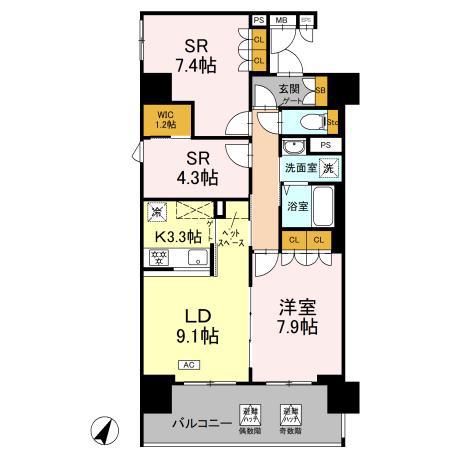 リーラ横浜川和町(1SLDK/1階)の間取り写真
