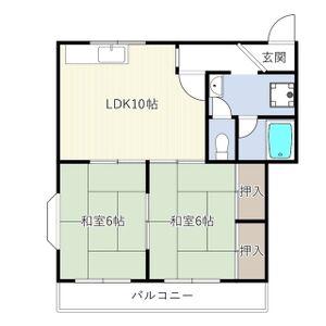 ビートル山本北E棟(2LDK/1階)の間取り写真