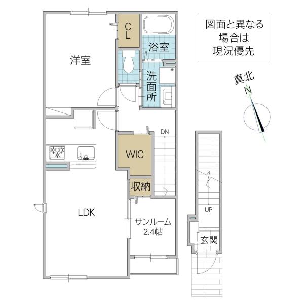 シャトンA(1LDK/2階)の間取り写真