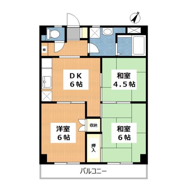 コーポサテライト(3DK/2階)の間取り写真
