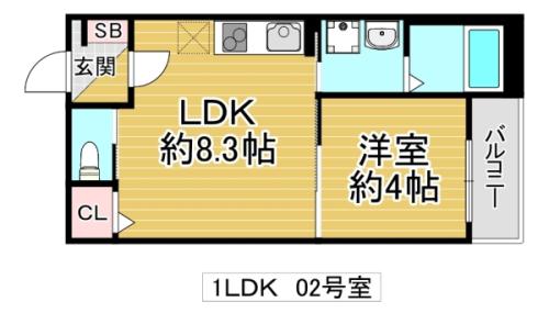 サフィールロジェ大阪城公園(1LDK/3階)の間取り写真