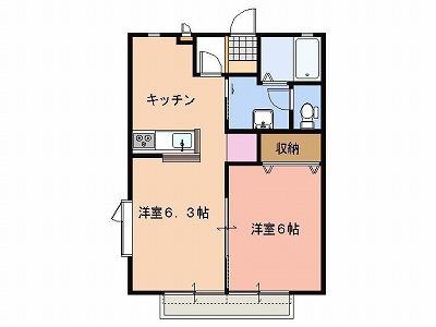 メゾン ドゥ ルミエールG棟(1LDK/2階)の間取り写真