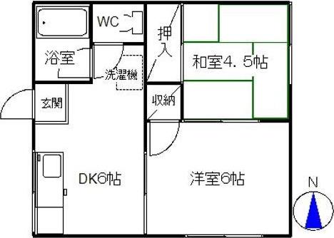 コーポふたば(2DK/1階)の間取り写真
