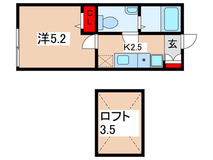 レジデンスフラーロン(1K/2階)の間取り写真