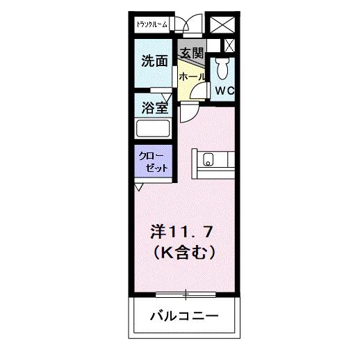 エタニティローズ(ワンルーム/1階)の間取り写真