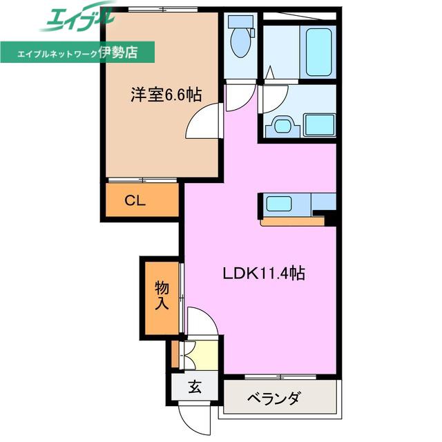 メリヴェール(1LDK/1階)の間取り写真