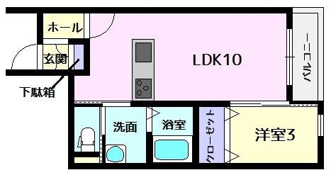 ドルチェヴィータ嬉野E(1LDK/1階)の間取り写真