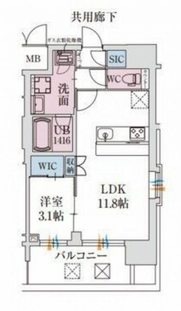 スプランディッド堺東DUE(1LDK/2階)の間取り写真