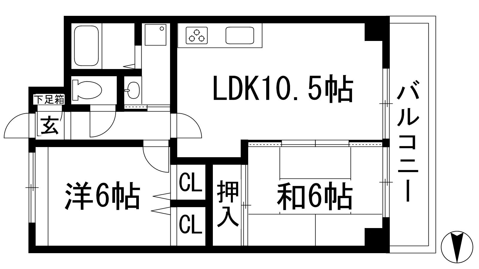 メゾンル・レーヴⅡ(2LDK/3階)の間取り写真